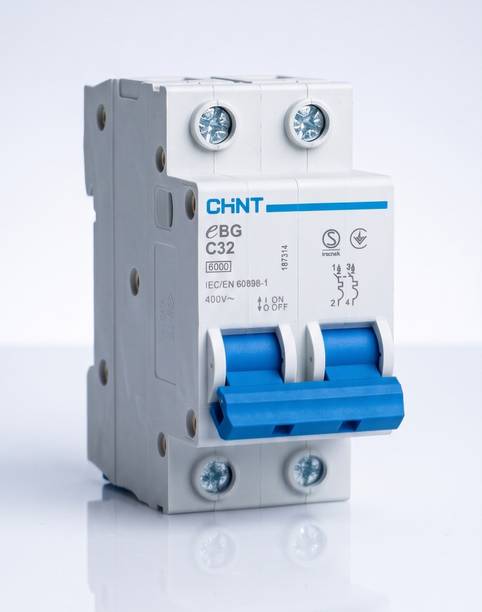 Chint CHNT 32 Amp 2 Pole AC MCB - C Curve, 6kA Short Circuit Protection For Solar AC DB & Home Electrical Panels MCB