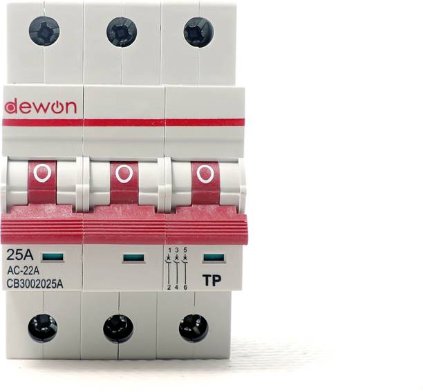 Dewon Electric 25A Triple Pole Isolator | 3P Main Switch | Overload & Surge Protection 25A MCB
