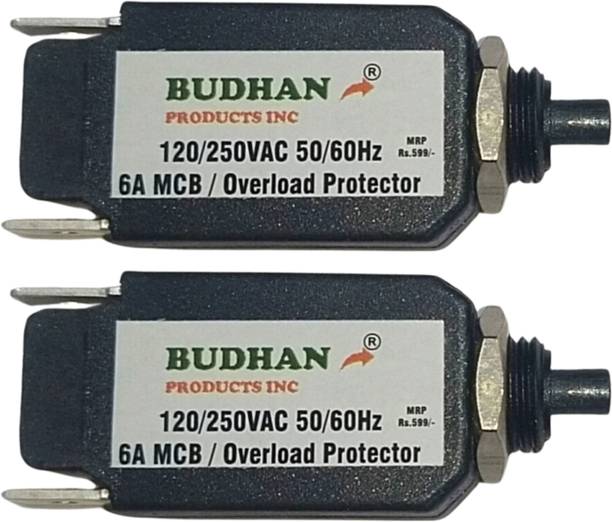 BUDHAN PRODUCTS INC 2 of 6 Amps Mini CIRCUIT BREAKER 6A PCB Vertical Mount 6 Amp MCB 6 Amps Mini CIRCUIT BREAKER | 6Amp Load Switch, PCB Vertical Mount 6 Amp MCB MCB