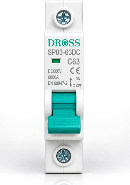 Dross DC Breaker 63A 1 Pole 600V | DIN Rail Mount | Solar PV Overload & Short Circuit Protection | Battery, Inverter & DCDB Box Use MCB