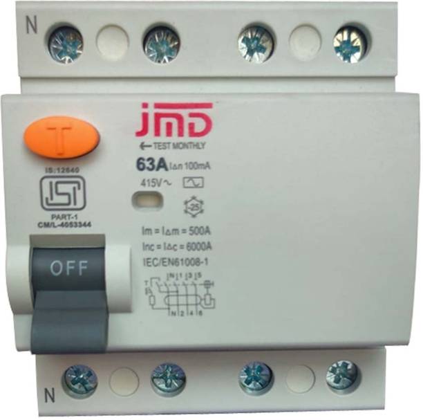 jmD Gold RCCB Four Pole 63 AMP/100MA 240 V Residual Current Circuit Breaker ISI Mark 0016 MCB