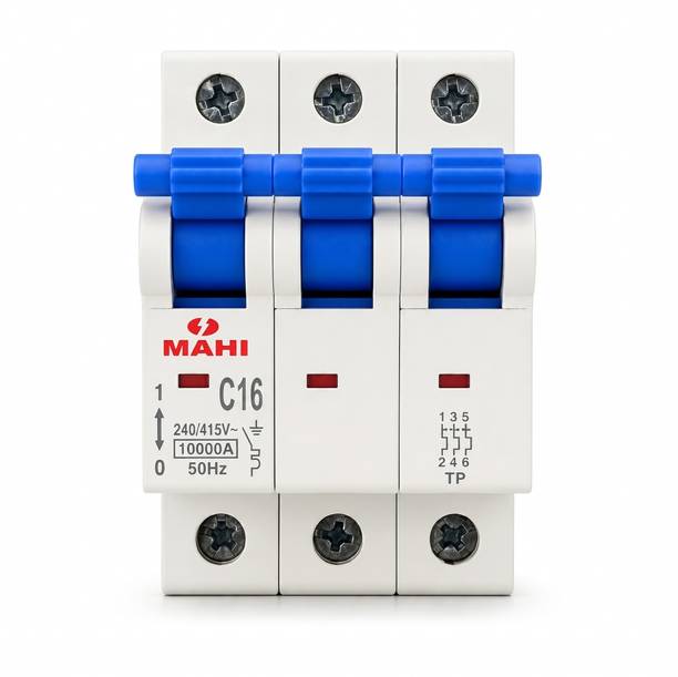 Jobber TP 16A Three Pole MCB, C Curve, 10kA, 240/415V Circuit Breaker TP 16Amp MCB-1 MCB