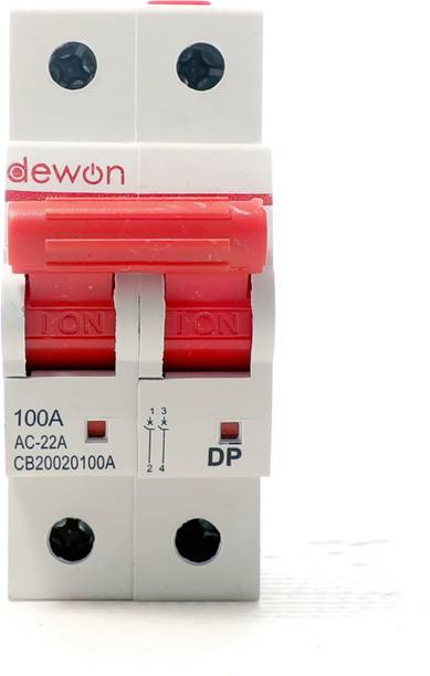 Dewon Electric ISOLATOR 100A- DP- Double Pole | Durable Polycarbonate Housing| 10kA Breaking Capacity |Overload & Surge Protection |10-Year Warranty MCB