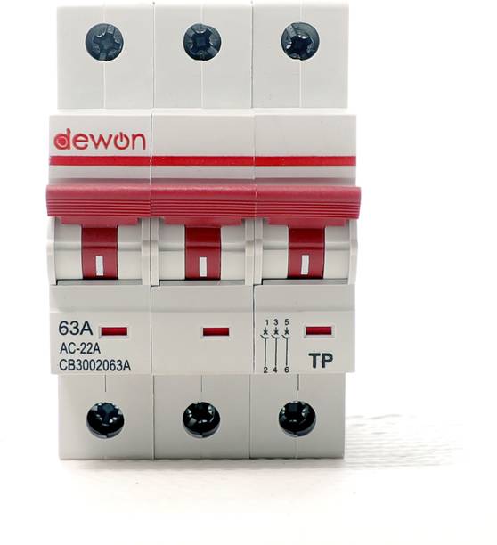 Dewon Electric 63A Triple Pole Isolator | 3P Main Switch | Overload & Surge Protection 63A MCB