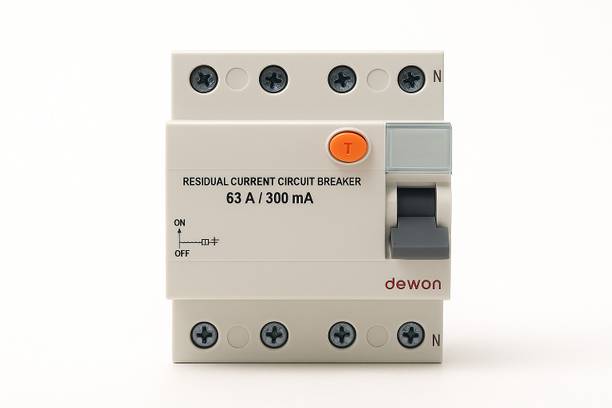 Dewon Electric 63A/300mA Four Pole RCCB|Overload & Surge Protection|10-Year Warranty Durable Polycarbonate Housing|C-Curve Tripping|10kA Breaking Capacity MCB