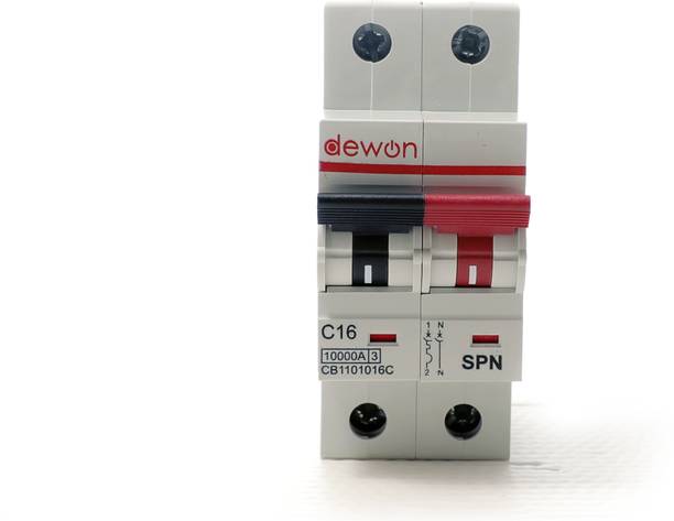 Dewon Electric 16A Single Pole Neutral Miniature Circuit Breaker | 10kA Breaking Capacity 16A MCB