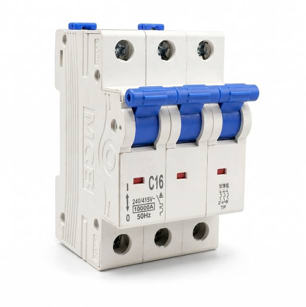 Jobber TP 16A Three Pole MCB, C Curve, 10kA, 240/415V Circuit Breaker TP 16Amp MCB-1 MCB