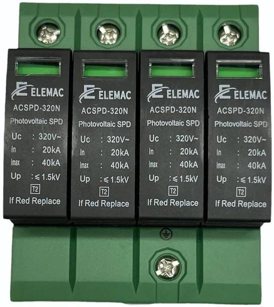 DeHMY AC SPD 3 Phase 4 Pole 320V, Surge Protection Device AC SPD (Pack of 1 Qty) (Type 2)-Make Elemac MCB