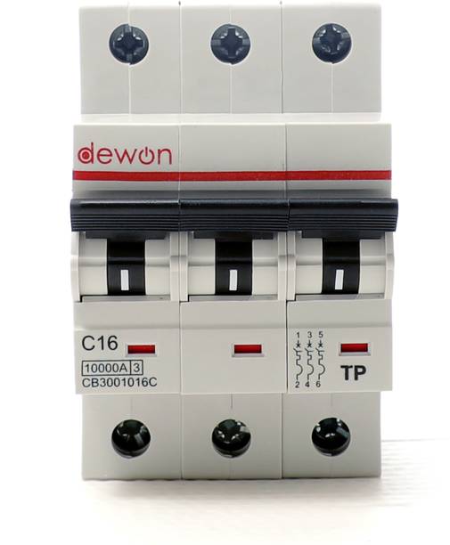 Dewon Electric 16A Three Pole MCB | 10kA Breaking Capacity | C Curve 16A MCB