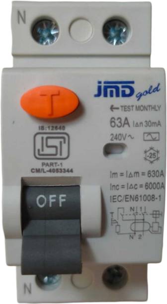 jmD Gold Rccb Double Pole 63 AMP/30MA 240 V Residual Current Circuit Breaker ISI Mark RCB001 MCB