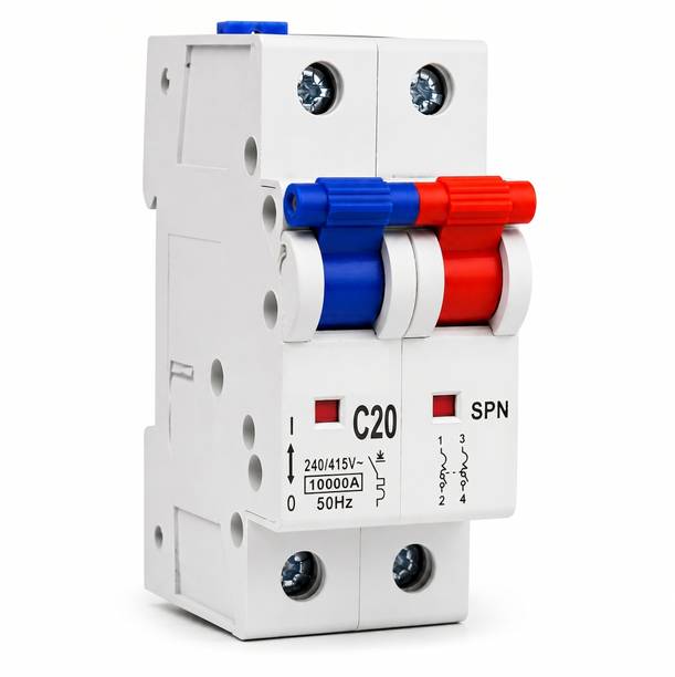 Jobber Double Pole 20A C Curve MCB 240V 10kA Miniature Circuit Breaker for Home DB DP 20Amp MCB MCB