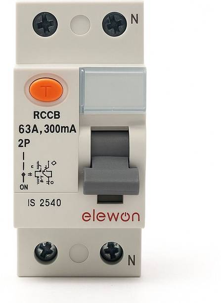 Dewon Electric 63A/300mA Double Pole RCCB|Overload & Surge Protection|10-Year Warranty Durable Polycarbonate Housing|C-Curve Tripping|10kA Breaking Capacity MCB