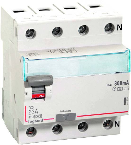 Legrand 411893 - 63A FOUR POLE 300mA A-S 10KA 415V AC DX3 RCCB 411893 MCB