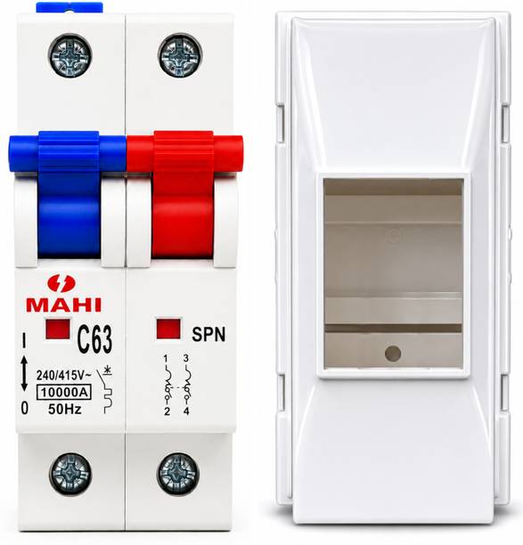 Jobber Double Pole 63A C Curve MCB 10kA Miniature Circuit Breaker for Home DB With Box DP 63Amp MCB With Box MCB