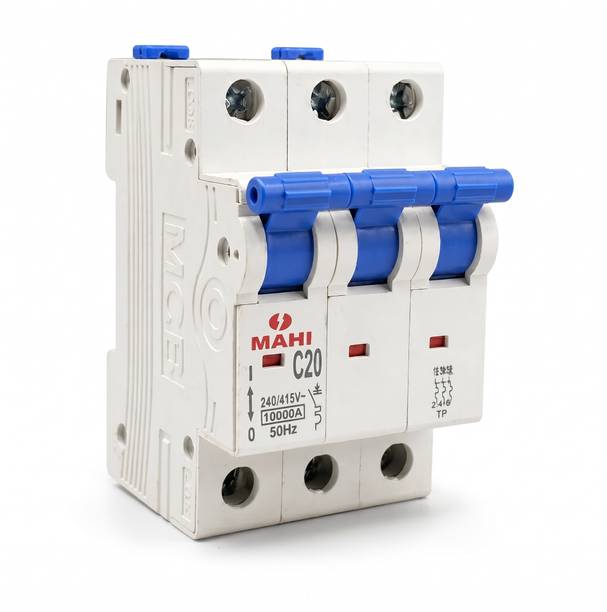 Jobber TP 20A Three Pole MCB, C Curve, 10kA, 240/415V Circuit Breaker TP 20Amp MCB-1 MCB