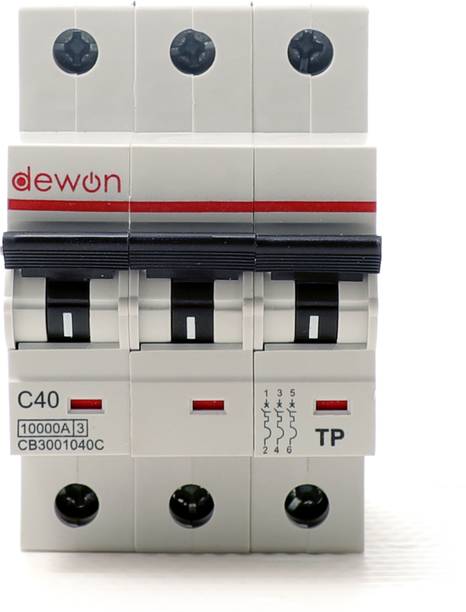 Dewon Electric 40A Three Pole MCB | 10kA Breaking Capacity | C Curve 40A MCB