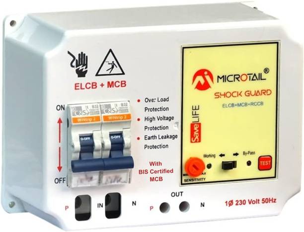 MICROTAIL Single Phase 32A 2 Pole RCCB + ISI Marked MCB with High Voltage Protection ELCB+MCB+RCCB MCB