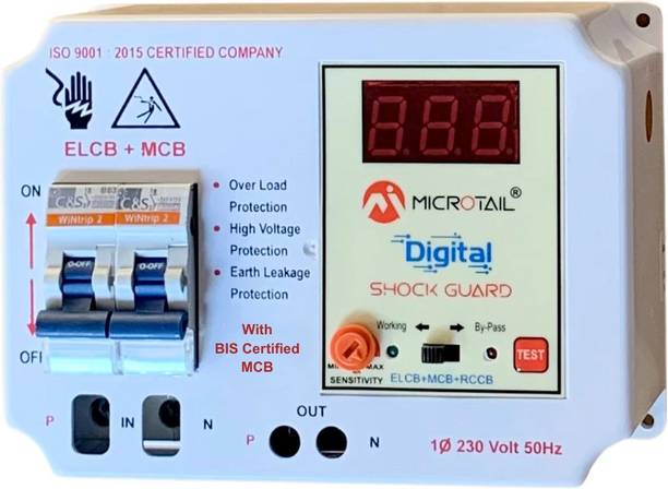 MICROTAIL Single Phase 63A 2 Pole Digital RCCB + ISI Marked MCB High Voltage Protection Single Phase 63A 2 Pole Digital RCCB + ISI Marked High Voltage Protection MCB