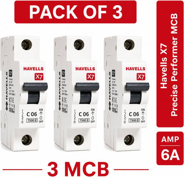 HAVELLS X7 MCB SP 6Amp (Pack of 3) MCB