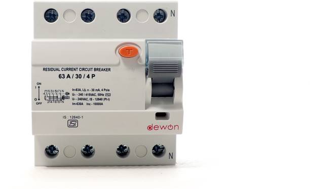 Dewon Electric 63A/30MA Double Pole RCCB | 30mA Residual Current Circuit Breaker 63A DP RCCB MCB