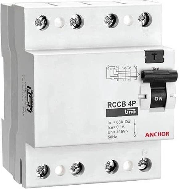 Anchor By Panasonic UNO Series RCCB 63 AMP | 100mA Four Pole Residual Current Circuit Breaker MCB
