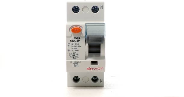 Dewon Electric 63A/30mA Double Pole RCCB|Overload & Surge Protection|10-Year Warranty Durable Polycarbonate Housing|C-Curve Tripping|10kA Breaking Capacity MCB