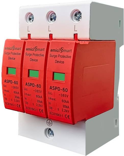 amiciSmart AC Surge Protector, 385V 30KA~60KA SPD Lightning Protection Device MCB
