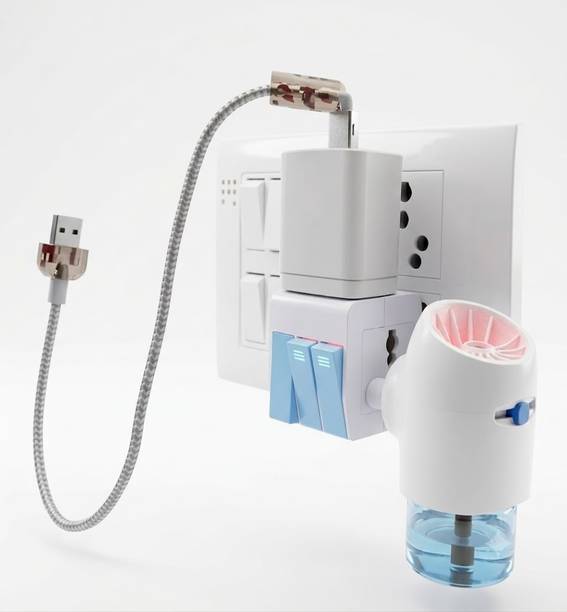 Wubliq multi socket 3-Way Multi-Plug Adapter with USB Charger for Home and Office Use Three Pin Plug