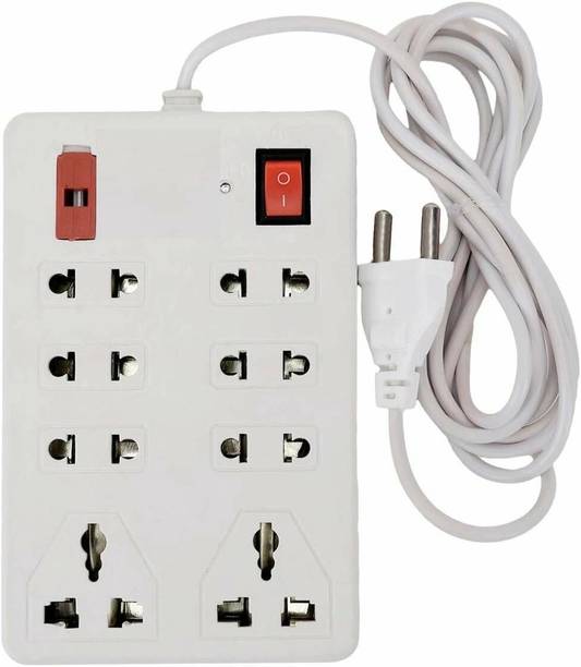 VARKAUS 8 SOCKET 2 SWITCHES EXTENSION CORD computer, tv, vedio game, diwali light decoration, multi purpose conveivity Three Pin Plug