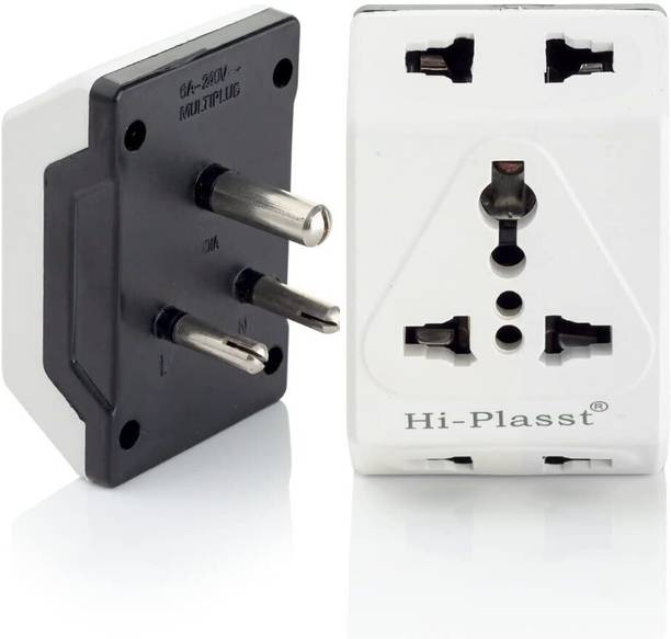 HI-PLASST 6A 3 Pin Multi Plug Socket Travel Adapter with Universal Socket Worldwide Plug,6 Amp Multiplug Socket for Home, Office,Mobile Charging. Three Pin Plug