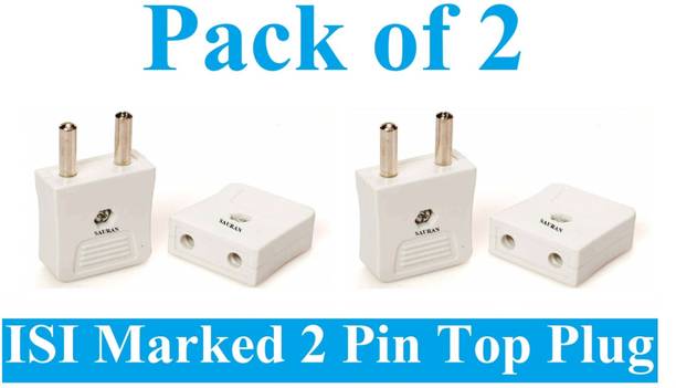 Sauran Pack of 2 Set 2 Pin Male-Female Plug Top (ESP108) For Home, Office etc. Two Pin Plug