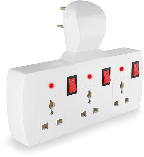 skyunion 3 Port Universal Socket Spike Guard Multi Plug Extension Board PACK OF 1 Multi Plug 3 Pin Plug 3 Socket Extension Boards (White, Three Pin Plug