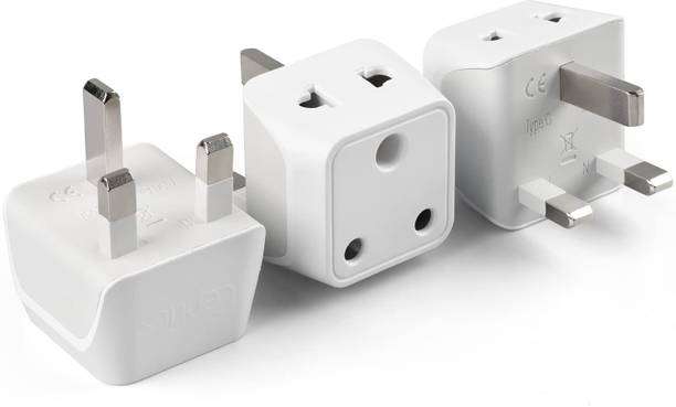 Ceptics 2 in 1 India to UK UAE, Type G Dual Inputs with Indian Pins, CE ROHS 3 Pack Worldwide Adaptor