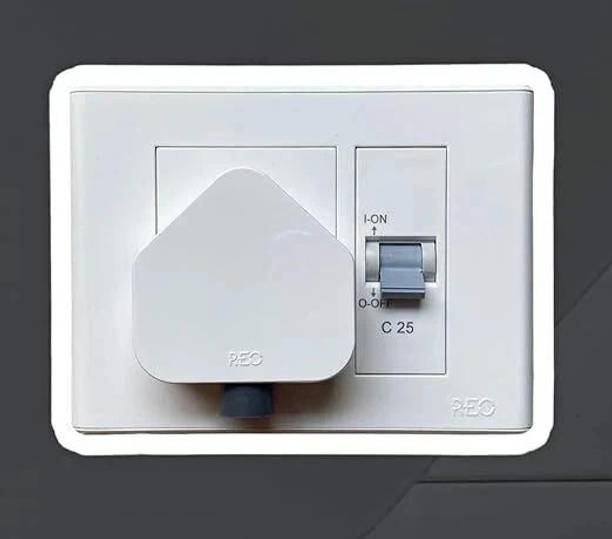 HAVELLS Modular Ac MCB Box Protected Socket PVC Plastic Base Three Pin Plug