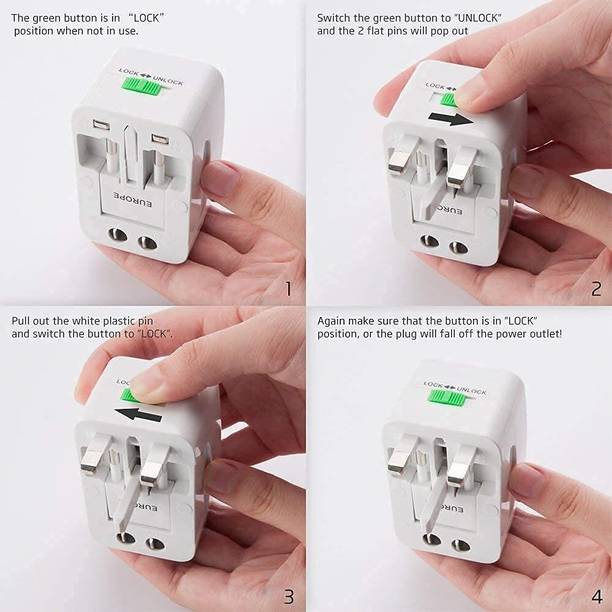 Hevats Universal Travel Adapter with Surge Protection 10A AC Socket Output Multi Plug Universal Travel Adapter with Surge Protection 10A AC Socket Output Multi Plug Power Plug