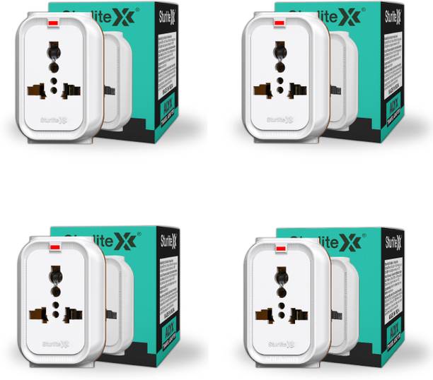Sturlite SX-AC-001 Alyx 3 Pin Plug| Universal AC Travel Adapter| ABS Strong Body - (Pack of 4) Three Pin Plug White