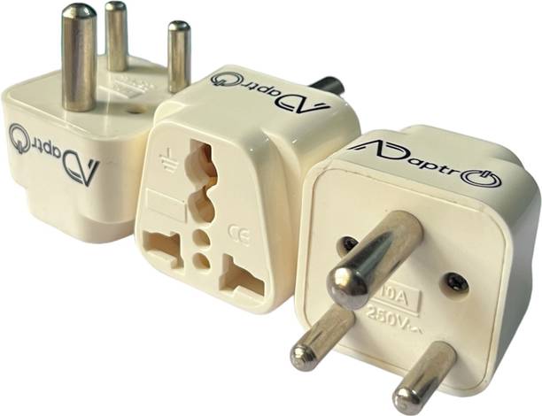 Adaptro 3 Pcs. Universal Plug Converter Travel Adapter for Convert USA, UK, Australia, INDPIN3PCS Three Pin Plug