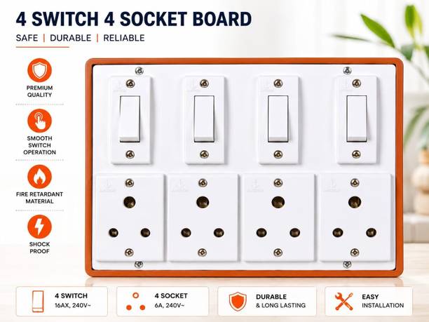 Priya solutions Premium Modular Electrical Switch Board Plate for Home & Office –Switch Panel 6 A Five Pin Socket