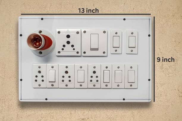APR Wooden Modular Switch Board (13x9 inch) – Multi Switch, Socket & Holder Panel 16 A Four Pin Socket
