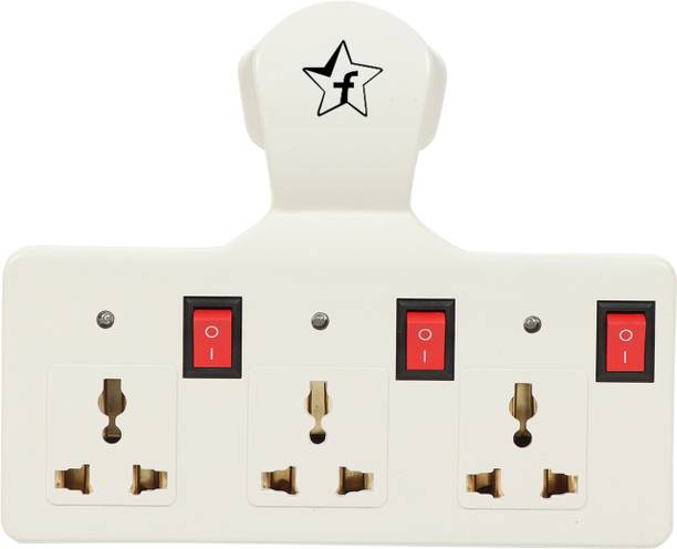 Flipkart SmartBuy 3+3 Multi Socket Universal Multiplug With 3 Sockets 3 Switches & 3 Led Indicator 6 A Three Pin Socket