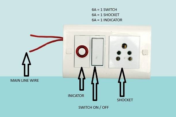 cromium 4 MODULAR 1 SWITCH 1 SHOCKET 1 INDICATOR WITHOUT WIRE M240 6 A Five Pin Socket