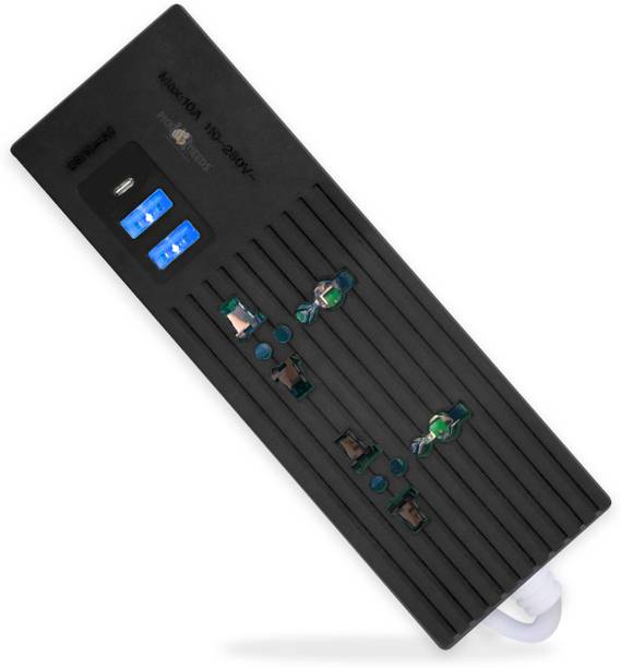 Make Ur Wish Extension Cord/Board With 2 Electrical Socket & 3 USB Port for Multiple Devices 10 A Four Pin Socket