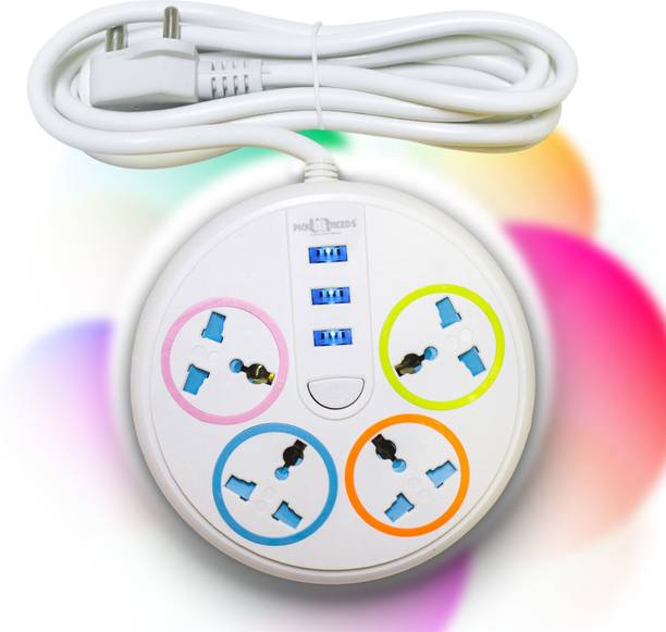 Daily Needs Shop Heavy Multi Plug Switch Extension Board/ Cords With Multiple Uses 3 USB+ 10 A Four Pin Socket