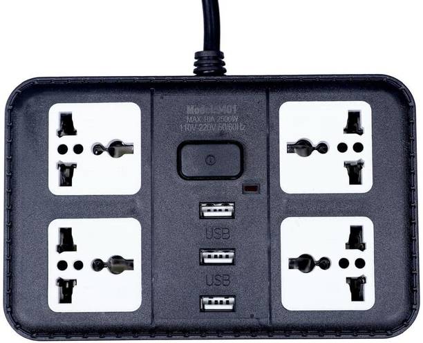 ZIYTRACK Power Extension Cord 2500W Power Saving 4 AC Soket + 3USB Port with USB Charger 4  Socket Extension Boards