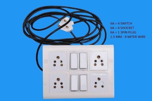 cromium 12 MODUL 4+4 SWITCH ,SHOCKET WITH 8 MTR WIRE M8 6 A Five Pin Socket