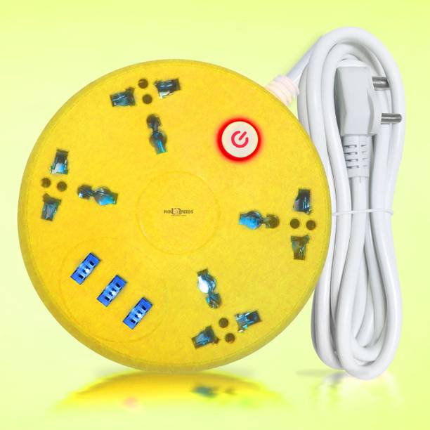 Daily Needs Shop Multi Plug 3 USB Ports+4 Electrical Socket Extension Cord For Electronic Devices 10 A Five Pin Socket