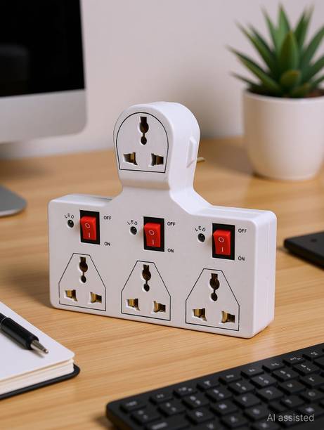 DIGWAY 4 Universal Socket 3 Switch Multi Plug 6 A Three Pin Socket