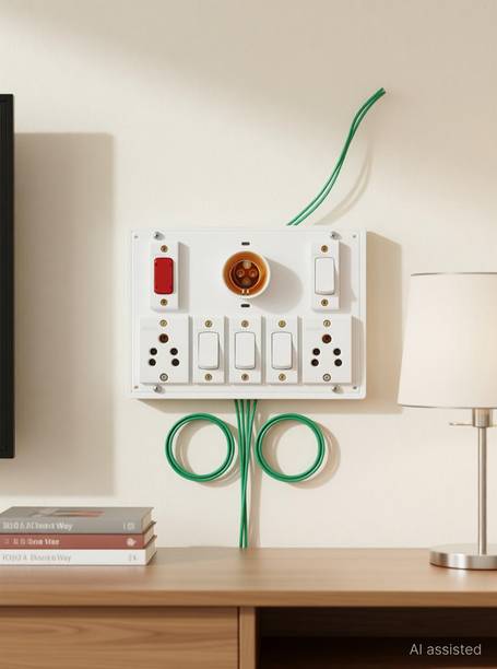 Rgtas 4 switch 2 socket 1 holder 1 indegater 6 A Four Way Electrical Switch