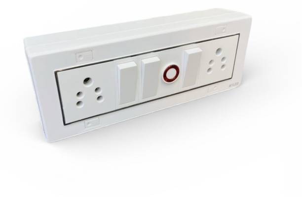 A1 LED 8 Modular Switch Board 3 Switch 2 Socket 1 Indicator White Panel Wall Fits 10 A One Way Electrical Switch
