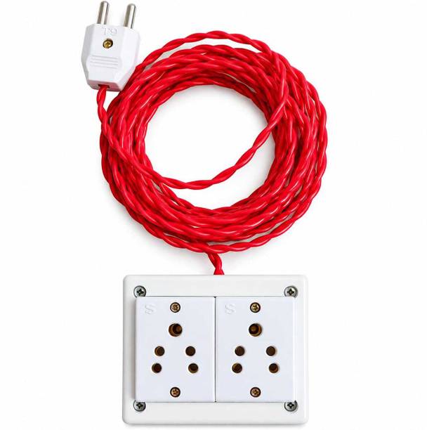 Ziros Elect 2 Socket Electric Switch Board, 3mtr Copper Wire 2  Socket Extension